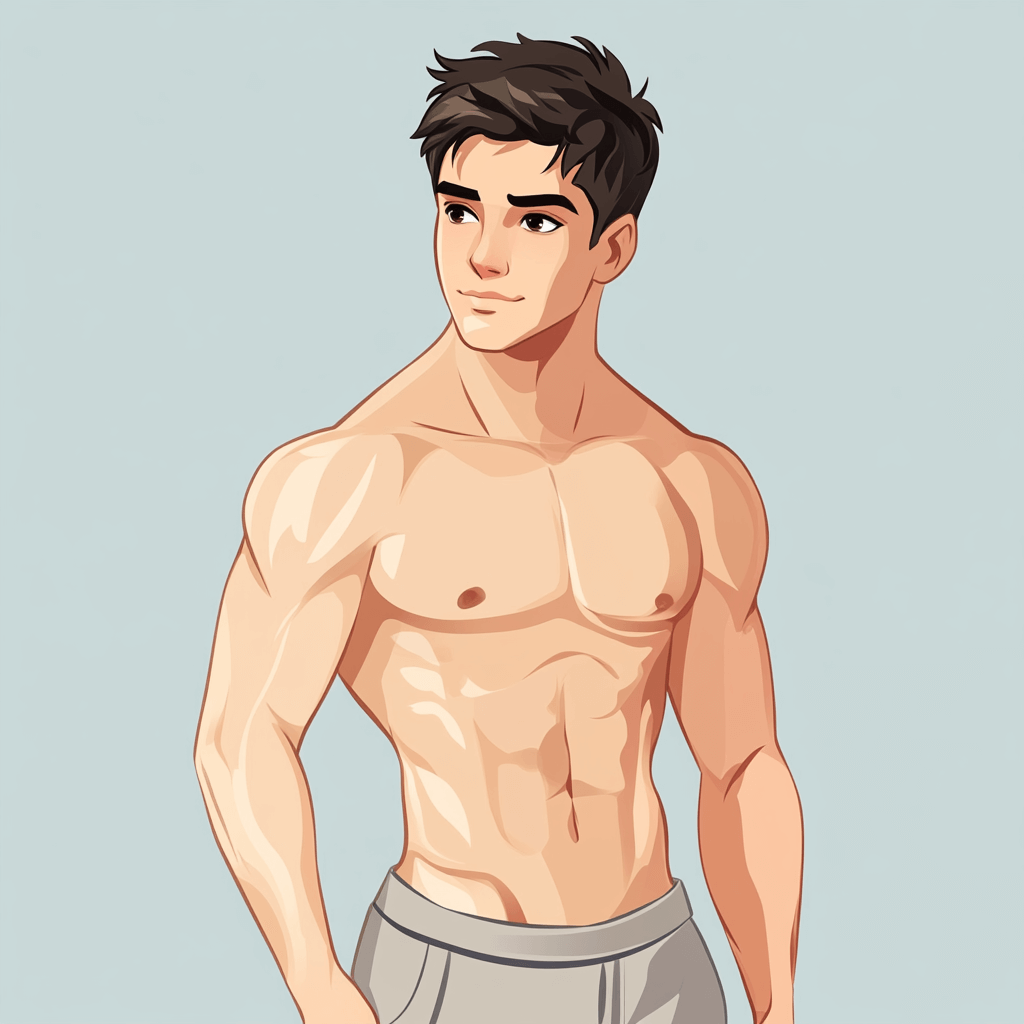 Illustration of cute shirtless guy