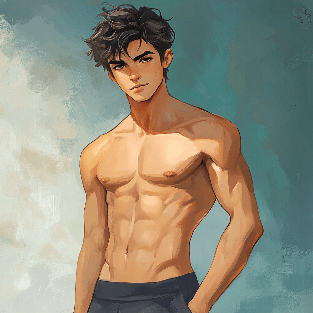 Illustration of cute shirtless guy