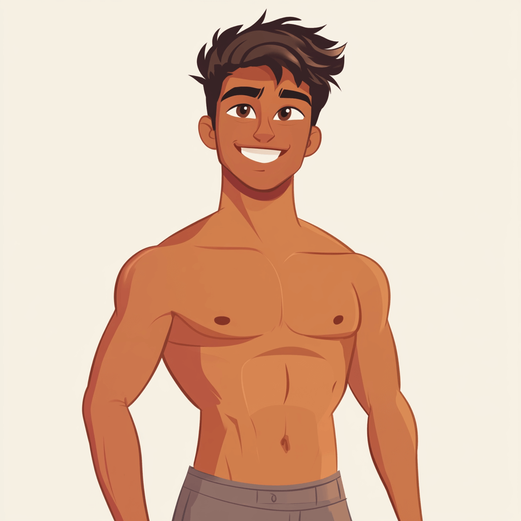 Illustration of cute shirtless guy