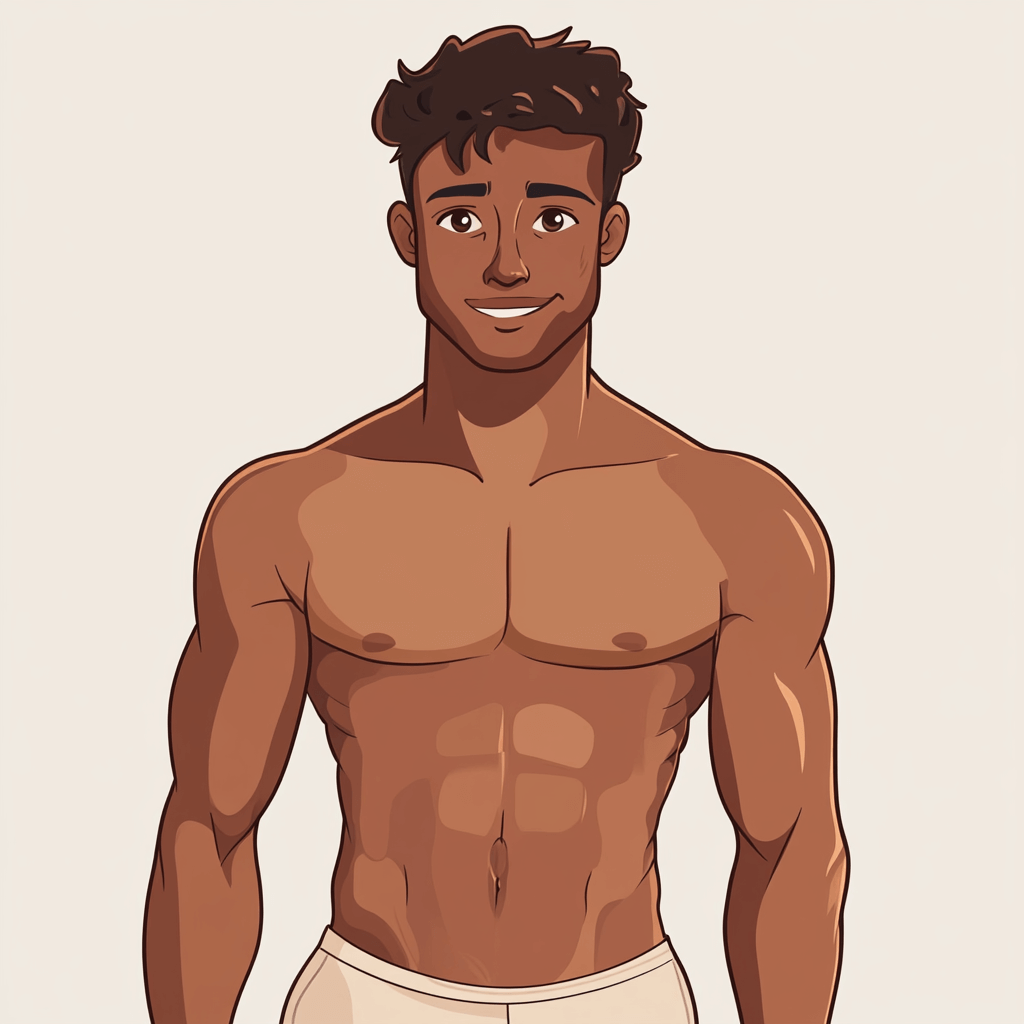 Illustration of cute shirtless guy