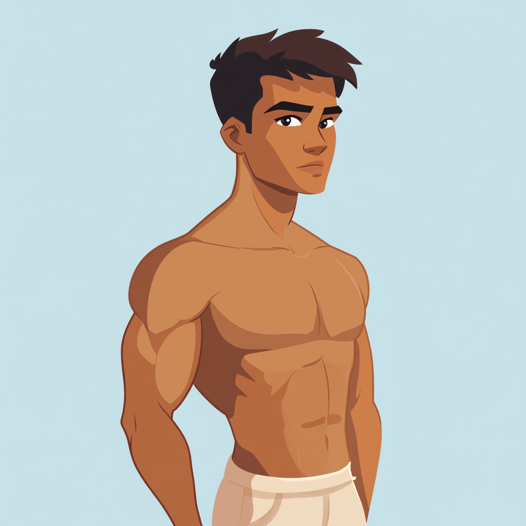 Illustration of cute shirtless guy