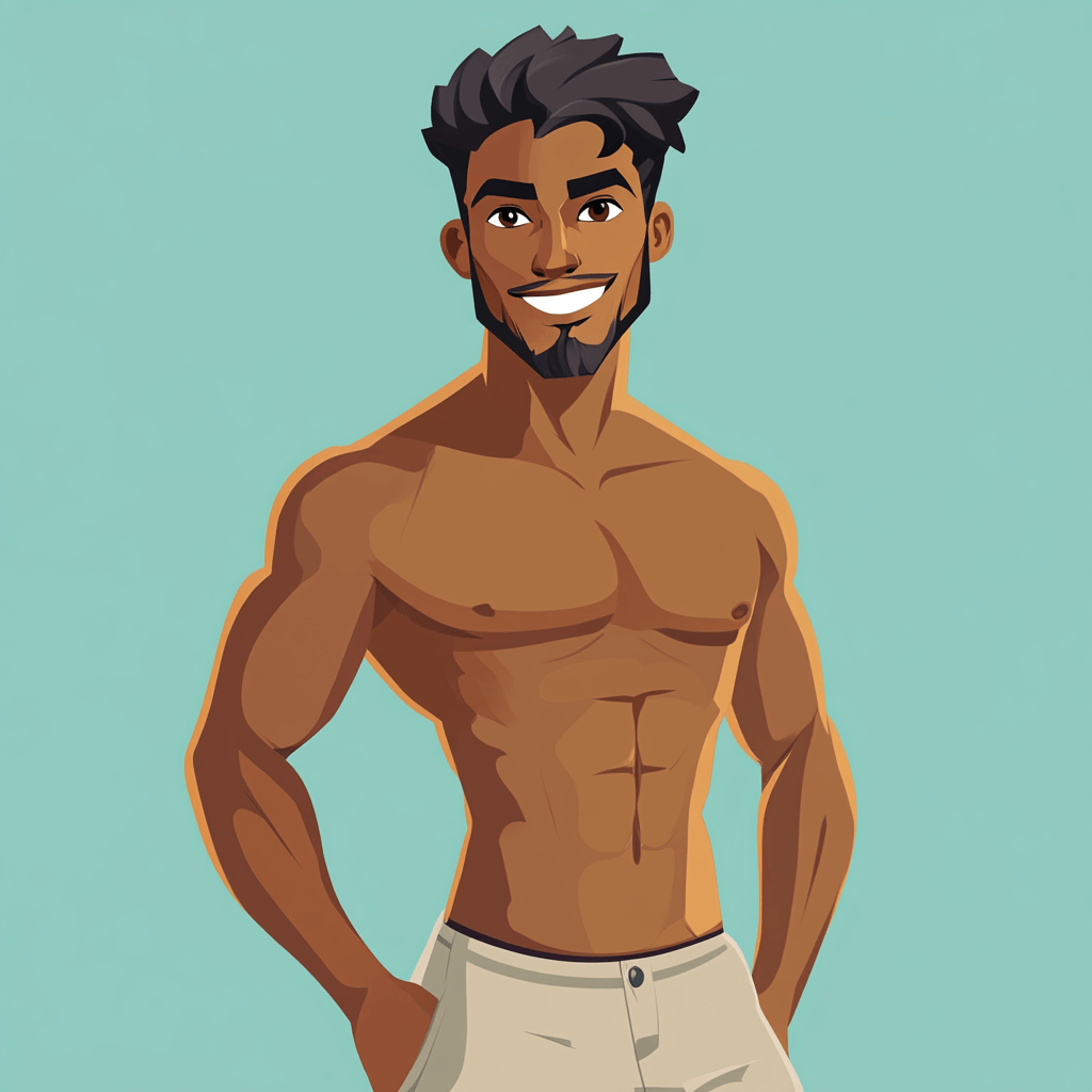 Illustration of cute shirtless guy