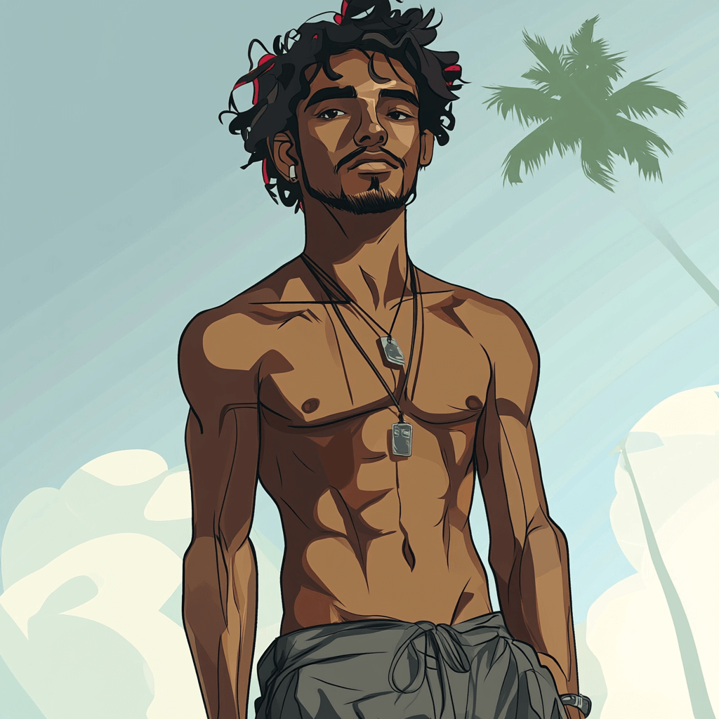 Illustration of cute shirtless guy