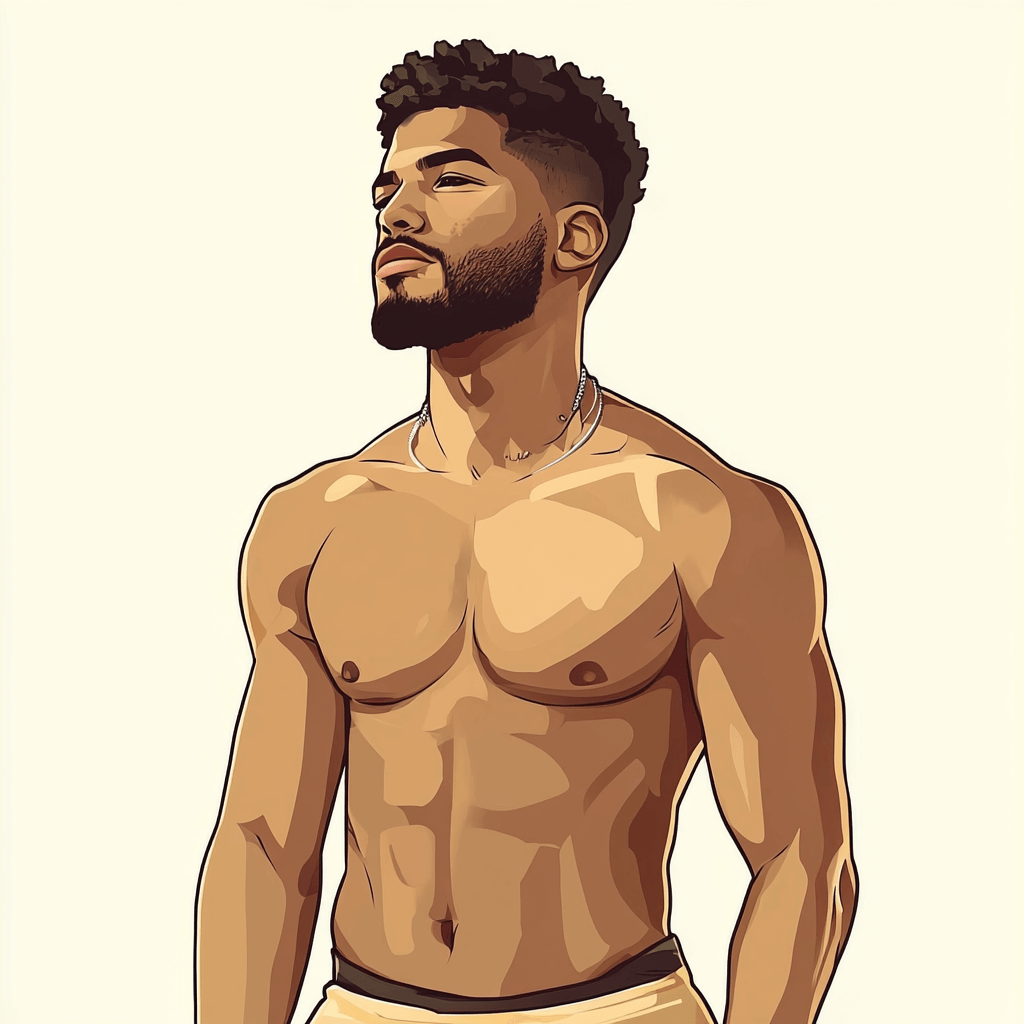 Illustration of cute shirtless guy