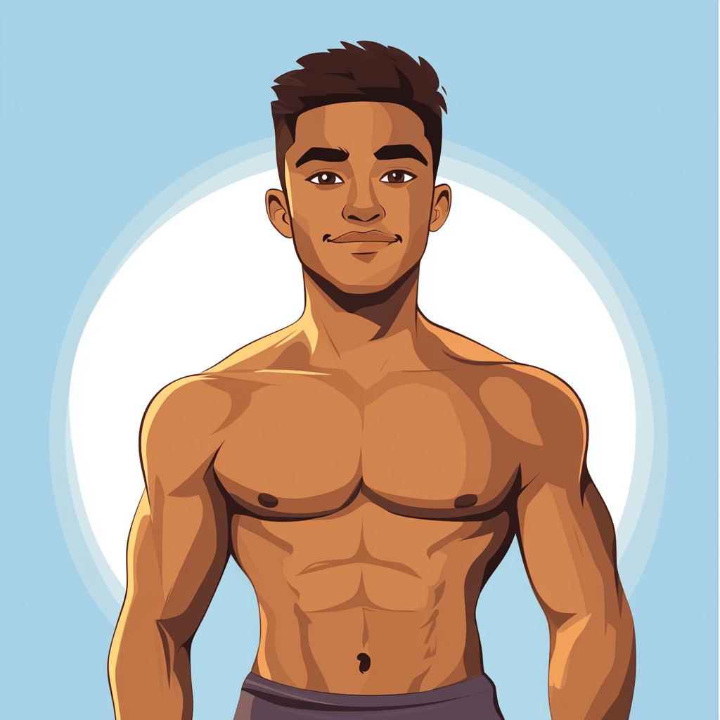 Illustration of cute shirtless guy