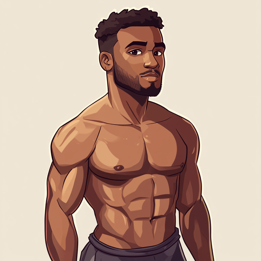 Illustration of cute shirtless guy