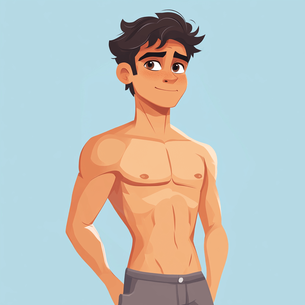 Illustration of cute shirtless guy